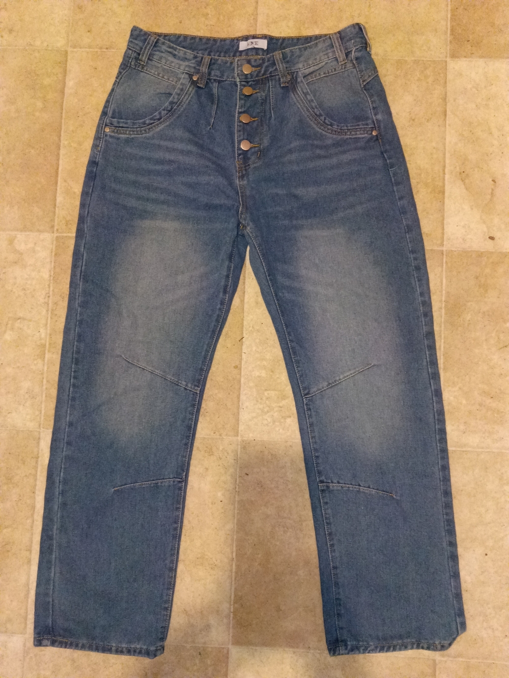 H&M Men's Washed Blue Relaxed Button-Fly Jeans Size 36/32